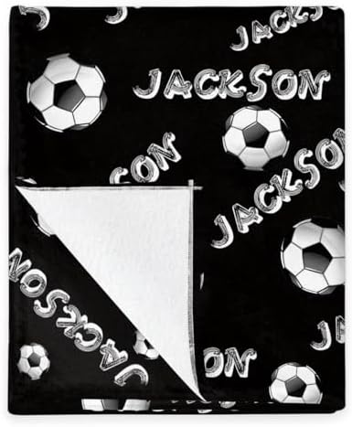 Personalized Baby Blankets for Girls Boys, Custom Baby Blanket with Name Swaddle Toddler Fleece Blanket Personalized Gift Soccer Text - Image 5