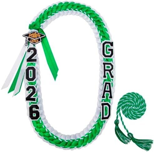 ALKB 2026 Graduation Lei Set - Two-Tone Braided Ribbon with Honor Cord, Unisex Graduation Gift for Graduates, Polyester by ALKB