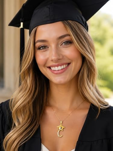 Graduation Gifts for Women, 18K Gold Graduation Initial Necklace A-Z, Inspiring Grad Pendant Necklace Present, College Seniors High School Graduations Jewelry Gifts - Image 5