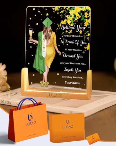 Personalized Name Graduation Gifts Custom Night Light LED Table Lamp Portrait Creator for Her 2026 University High School Keepsake(Girl B) by UUBAO