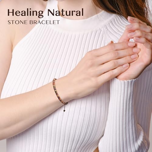 Inspirational Christmas Bracelet Gifts for Women: Healing Natural Stone Bracelet - Thinking of You Get Well Soon Birthday Gifts for Friend Sister Bestie BFF - Image 4
