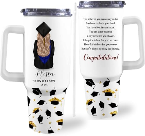 Personalized Graduation Gifts for Her Him, 40oz Personalized Graduation Tumblers Class Of 2025 Gifts, Custom Graduation Cup with Name, College Masters Degree Congratulations Gift for Women Men by Artsadd