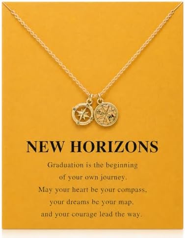 Zealmer Dainty 18K Gold Plated Compass World Map Pendant Necklace Graduation Gift for Friends - Image 2
