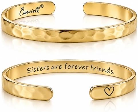 Carviell Bracelets for Women – 100+ Meaningful Engraved Messages – Solid 316L Surgical Stainless Steel Cuff Bracelet – Gift Ready by Carviell