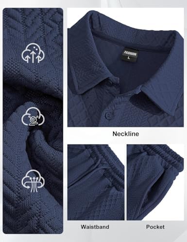 Men's 2 Pieces Outfits Casual Polo Shirt and Shorts Set Collar Athletic Jogging Summer Tracksuit - Image 6