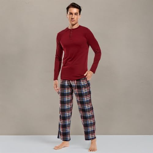 DG Hill Mens Pajama Pants - Pajamas Set Flannel PJ Pants for Men Cotton Top - Image 6