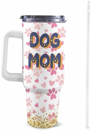 Personalized Dog Mom Tumbler with Handle and Straw, 40oz Stainless Steel Thermal Insulated Coffee Mug, Dog Mom Gifts for Women, Dog Mom Coffee Cup, Pet Owner Gift, Mothers Day Gifts for Mom - Image 2