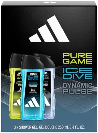 adidas Giftset a Pure Game, Ice Dive and Dynamic Pulse Shower Gel (3x 250ml, 8.4fl oz.), for Him, Notes of Rosemary, Lemon, Peppermint, and Grapefruit, Men's Fragrance, Long Lasting, Sporty Fragrance - Image 2