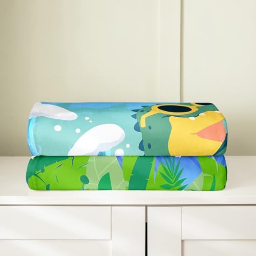 Erosebridal Crocodile Flannel Blanket Throw 50x60 Inch Swimming Ring Fleece Blanket Sunglasses Sunshine Foliage Fuzzy Plush Throw Birds Cloud Ocean Waves Living Room Decor - Image 4
