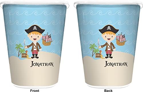 RNK Shops Personalized Pirate Scene Waste Basket - Double Sided (White) - Image 2