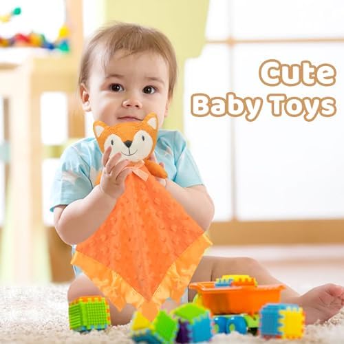 Pro Goleem Fox Security Blanket Orange Soft Baby Lovey Unisex Lovie Baby Gifts for Newborn Toddler Snuggle Toy Stuffed Animal 16 Inch - Image 4