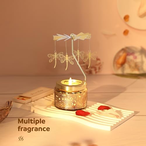 Curimama Rose Dragonfly Rotating Candle Gift for Women Mom - Image 2