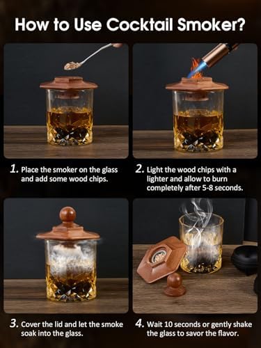 27Pcs Whiskey Smoker Kit with Torch- 16 Wood Chips,Ice Ball Molds, Cocktail Smoker Infuser Kit, Old Fashioned Drink Smoker Kit, Birthday Bourbon Whiskey Gifts for Husband,Men,Dad(No Butane) - Image 4