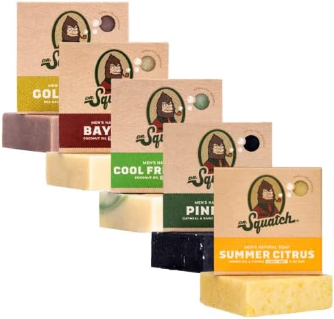 Dr. Squatch Natural Men’s Bar Soap, Body Soap Bar (5oz, 5-Pack) by DrSquatch
