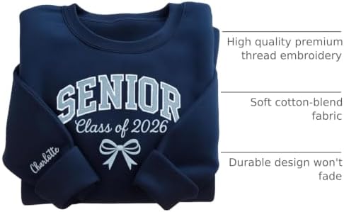Love Signal Custom Embroidered Senior 2027 Sweatshirt, Personalized Class of 2027 Sweatshirt, Graduation Hoodie for Him Her - Image 4