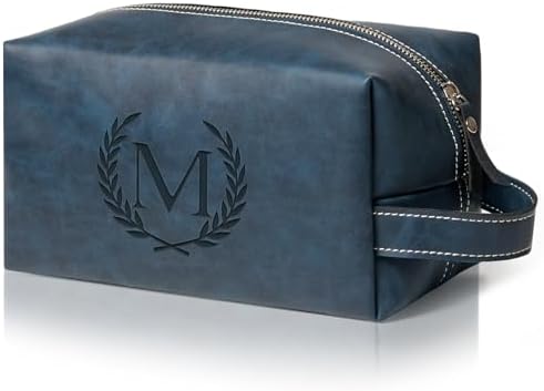 Personalized Gifts Travel Toiletry Bag for Men Engraved Initial by Aganmi