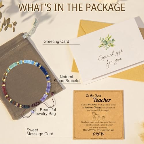 AGOT Thank You Gifts for Women: Teacher Appreciation Office Gifts for Coworkers Employee Boss Lady Manager Colleague Natural Stone Bracelet - Image 5