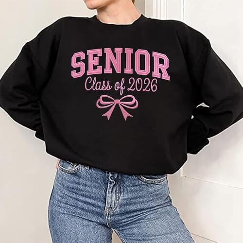 POPPOP Personalized Embroidered Senior Sweatshirt, Class of 2026, Custom Graduation Shirt, School Shirt for Her - Image 2