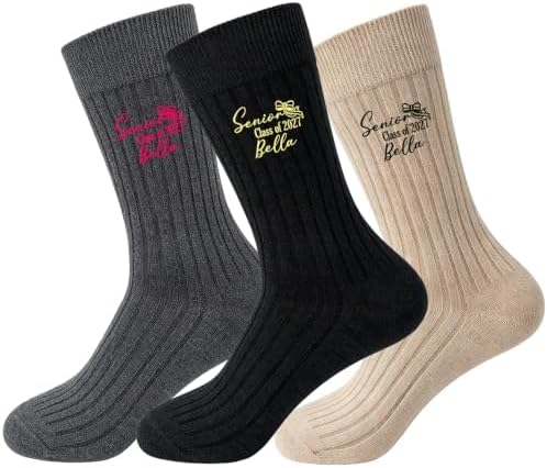 Personalized Name Senior - Class of 2027 Embroidered Socks Custom Socks with Name Gift for Graduates Unisex by GABSHAIM