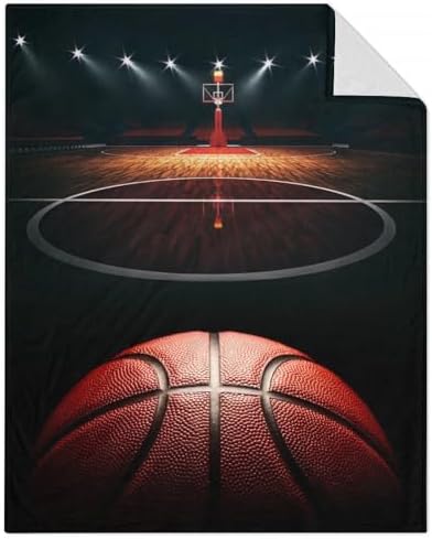 Mercuryelf Basketball Throw Blanket - Soft, Fuzzy & Warm - 40x50 Inches Flannel Blankets for Travel, Office - Black Sports Throws Gift for Boys, Girls by Mercuryelf