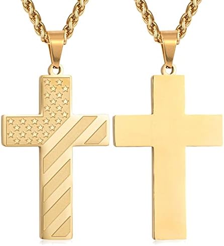 DuoDiner 18+2" Cross Necklace for Men Boys Christian Confirmation Gifts by Duodiner