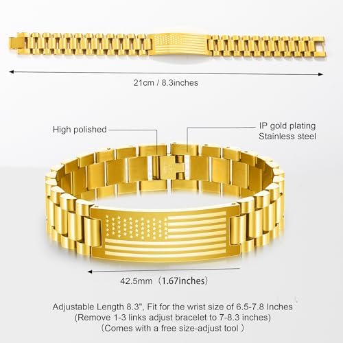 P. BLAKE American Flag Bible Verse Bracelet for Men, Stainless Steel Engraved Scripture Bracelet Christian Religious Christmas Birthday Jewelry Gifts - Image 4