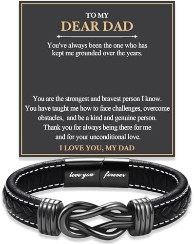 Love You Forever Infinity Leather Bracelet Gifts for Men Him Teen Boys by FIEEFX