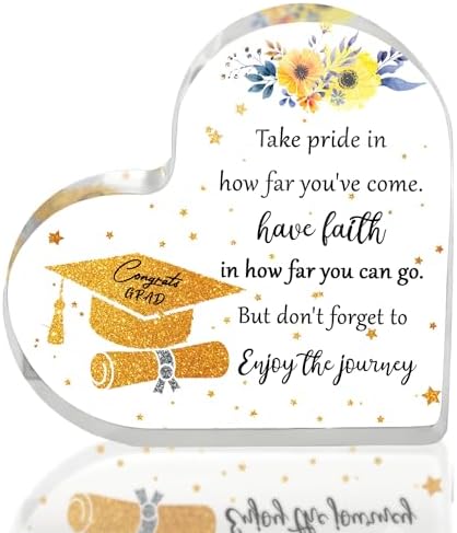 6'' College Graduation Gifts for Her Women Inspirational 2025 Graduation Gifts, Graduate Gifts Class of 2025, Grad Keepsake for College High School PHD Masters Degree Heart Acrylic Paperweight - Image 2