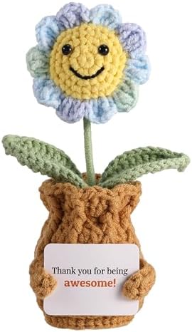 Thank You Crochet Gifts for Coworkers Sunflower Pot – Thank You for Being Awesome! Appreciation Gifts for Women Employee Nurse Secretary Positive Handmade Gift by YOOJEE
