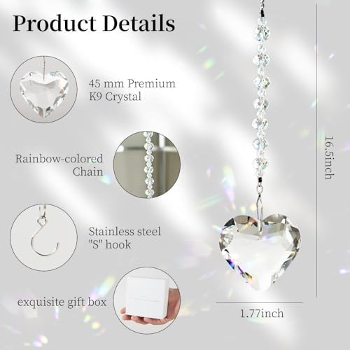 Hegelda White Birthday Gifts for Women Friendship Heart Crystals Suncacther - Image 3