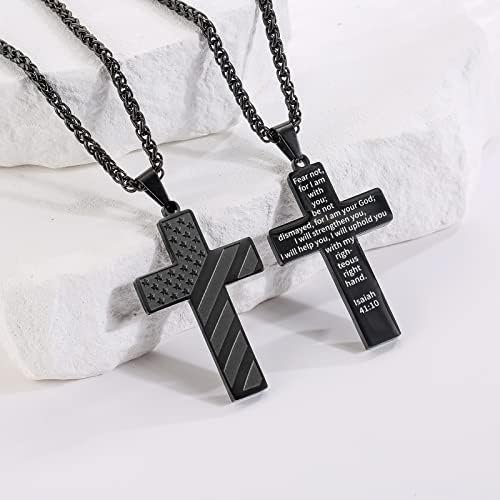 DuoDiner 18+2" Cross Necklace for Men Boys Christian Confirmation Gifts - Image 3