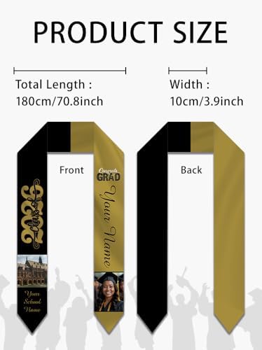 Personalized Graduation Stole Sash Custom Class of 2026 Congratulation Graduation Gifts with Photo - Image 3