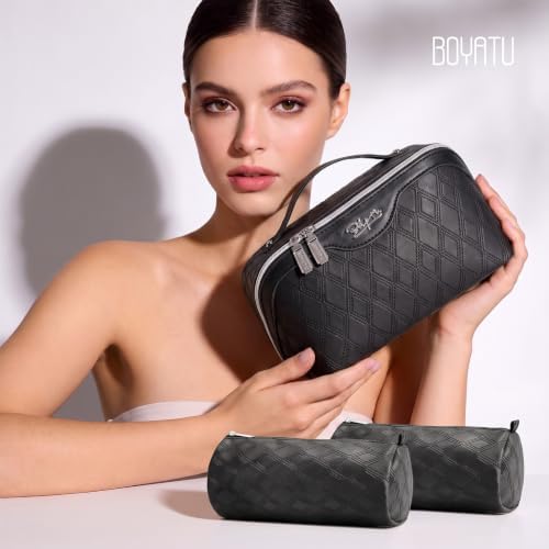 BOYATU Travel Makeup Bag Organizer: 3 Pcs Cosmetic Bag Set for Women Black - Image 5