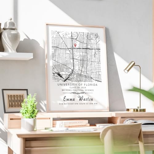 Customized College Map Graduation Gift, Personalized Grads Gifts For Her, High School, College, University Map Print For Son, Custom Grad Gift For Him Design 10 - Image 2