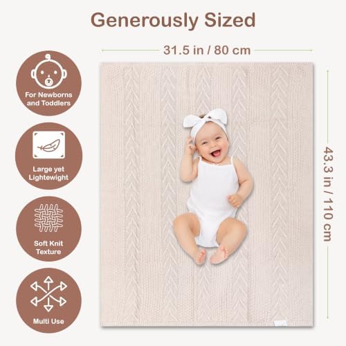 Organic Cotton Knit Baby Swaddle Blanket Infant & Toddler 31x43 in - Image 3