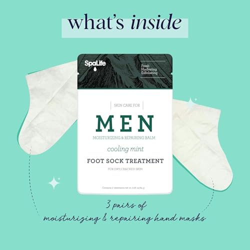SpaLife Men's Cooling Mint Hand Moisturizing Gloves for Working Hands | Revitalizing & Hydrating Hand Mask for Softening Dry, Cracked Skin | One Size Fits Most | 6 Pairs - Image 2