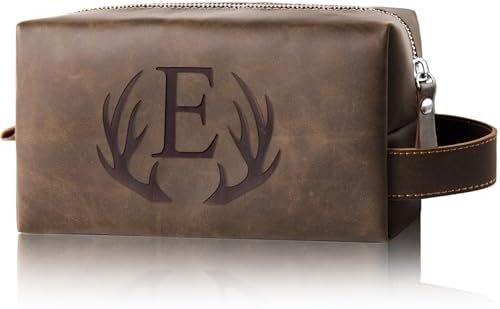 Mens Travel Toiletry Bag PU Leather Shaving Bag for Toiletries by Aganmi