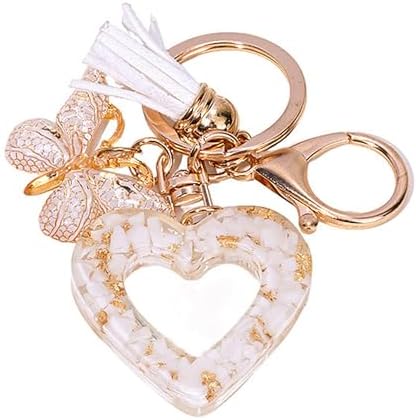 Initial Letter Keychain Cute Keychain Butterfly Sequins Alphabet Resin Name Tassel Keychain for Women's Gift by BuyNow