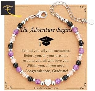 2026 Graduation Gift for Her, Graduation Bracelet Natural Stone Beads Bracelets Middle High School College 5th 8th Grade Grad Jewelry Gifts for Women Girls by VULETO
