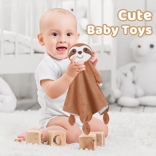 Pro Goleem Sloth Security Blanket Soft Lovey for Babies Boys and Girls Newborn Lovie Infant Blankie Sloth Baby Snuggle Toy Stuffed Animal Baby Gifts 14 Inch - Image 4