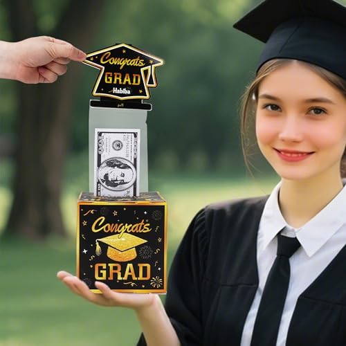callie Personalized Graduation Money Box for Cash Gift Pull, Custom Class of 2026 Grad Money Holder with Name & 30 PCS Plastic Bags, Gifts for Graduates - Image 4