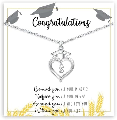 Graduation Gifts, Graduation Gift for Her Initial Necklaces for Women Class of 2026 Gifts Letter A - Z High Shool Senior Master Degree Graduate Necklace for Daughter Sister Granddaughter Girlfriend by BTYSUN