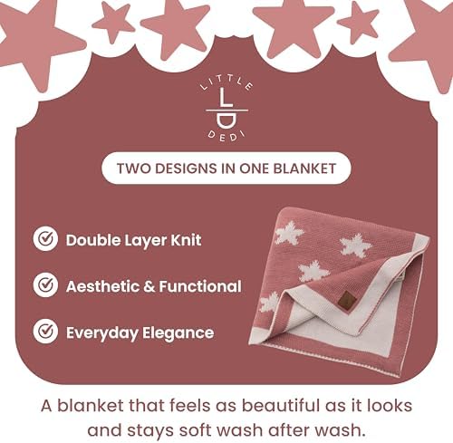 Baby Blanket 30x40 in, Pink – Soft Reversible Knit with Gift Bow, Oeko-Tex Certified, Breathable Swaddle & Receiving Blanket for Newborns, Crib & Stroller - Image 5