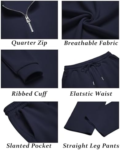 COOFANDY Men's 2 Piece Tracksuit Set Polo Athletic Sweatsuit Quarter Zip Jogging Long Sleeve Casual Sports Outfits - Image 5