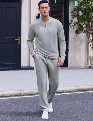 COOFANDY Men's 2 Piece Tracksuit Set Polo Athletic Sweatsuit Quarter Zip Jogging Long Sleeve Casual Sports Outfits - Image 2