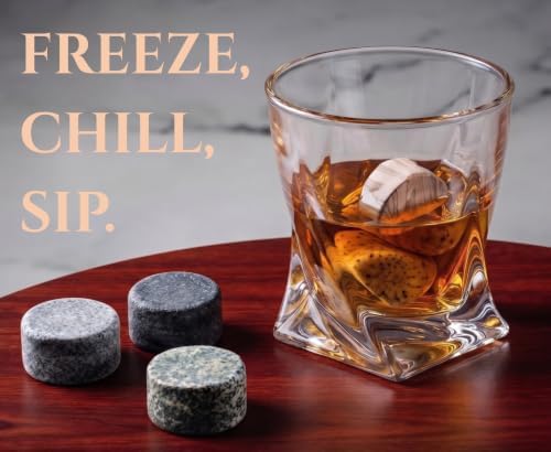 Mixology & Craft Whiskey Stones Gift Set for Men | Whiskey Glass and Stones Set with a Classy Gift Box and 6 Granite Round Whiskey Stones | Whiskey Lovers Gifts for Men, Dad, Husband, Boyfriend - Image 7