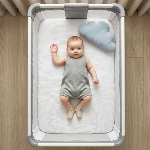 Muslin Bassinet Sheet Compatible with Maxi-Cosi Iora & Iora Air Bedside Sleeper - 100% Cotton Rectangular Mattress Pad Cover (33"x20"), Breathable & Soft, Boho (1 Pack White) - Image 7
