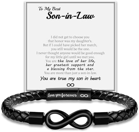 Leather Bracelet Gifts for Men, To My Son Bracelet Fathers Day Bracelet Gifts Dad Grandpa Love You Forever Engraved Birthday Valentines Graduation Gift Infinity Knot Jewelry by Sistble
