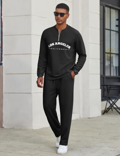 COOFANDY Men's 2 Piece Tracksuit Set Polo Athletic Sweatsuit Quarter Zip Jogging Long Sleeve Casual Sports Outfits - Image 6