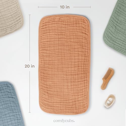 Comfy Cubs Muslin Burp Cloths 20x10" 10 Pack, Baby Burp Cloths - Caramel - Image 3